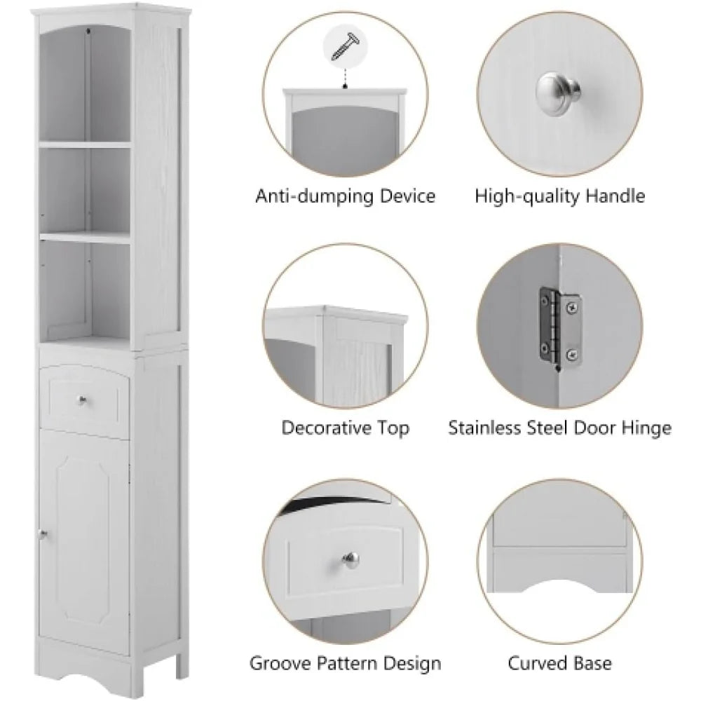 Grey Storage Cabinet with Adjustable Shelves and Drawers U180