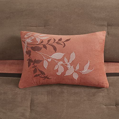Brown 7 Piece Queen Faux Suede Comforter Set Y89107
