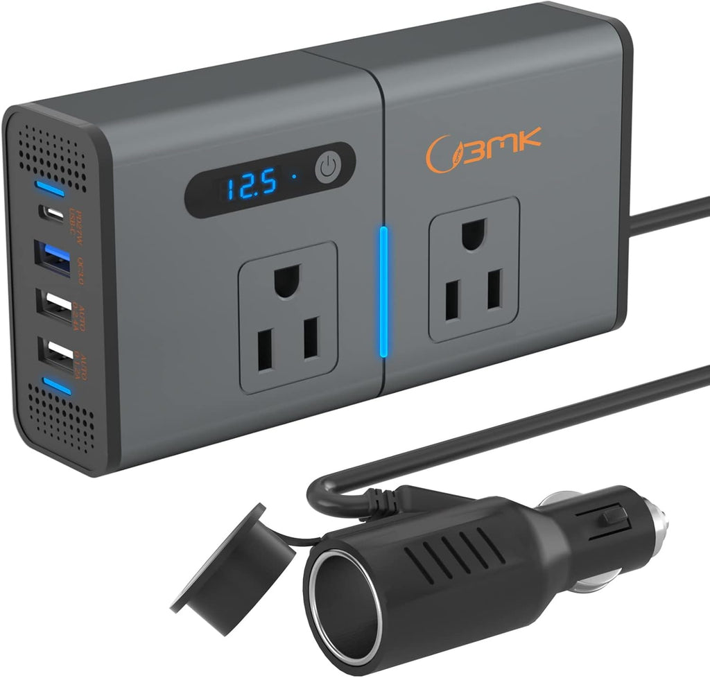 200W Car Power Inverter DC 12V to 110V with USB and Type C Ports Pack of 2 L986