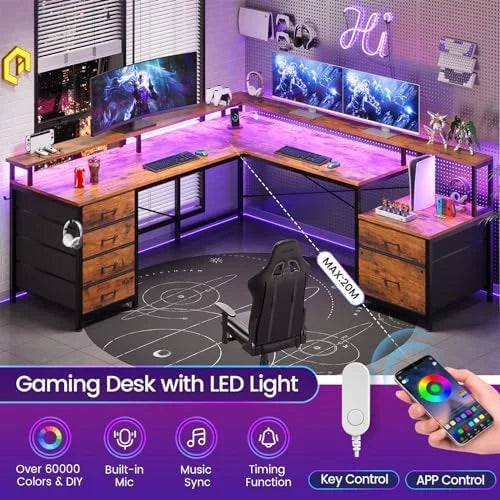 L Shaped Desk with 6 Drawer and File Cabinet Z46514
