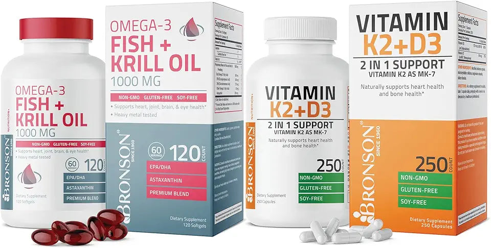 Vitamin K2 with D3 Omega-3 Fish + Krill Oil 1000 MG J37736