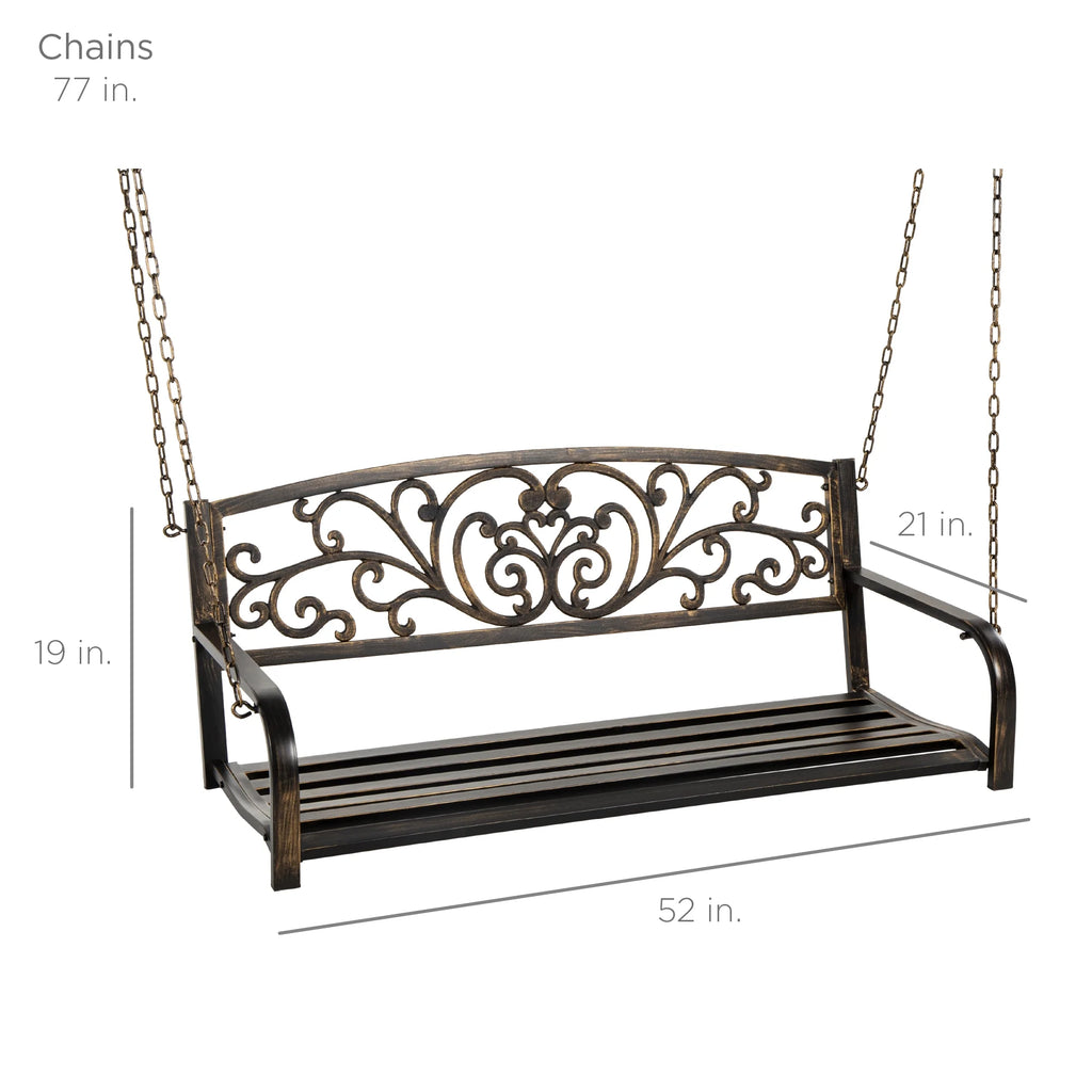 Bronze Metal Outdoor Porch Swing R86605