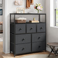 Pink 7 Drawer Fabric Dresser with Wood Shelves U30072