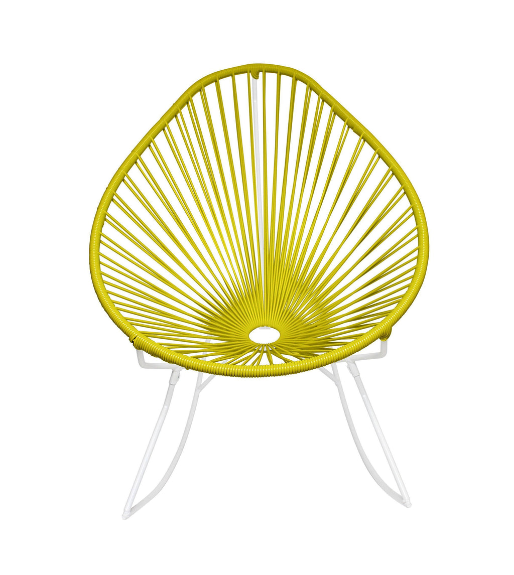 Yellow Weave on White Frame Rocker F455470