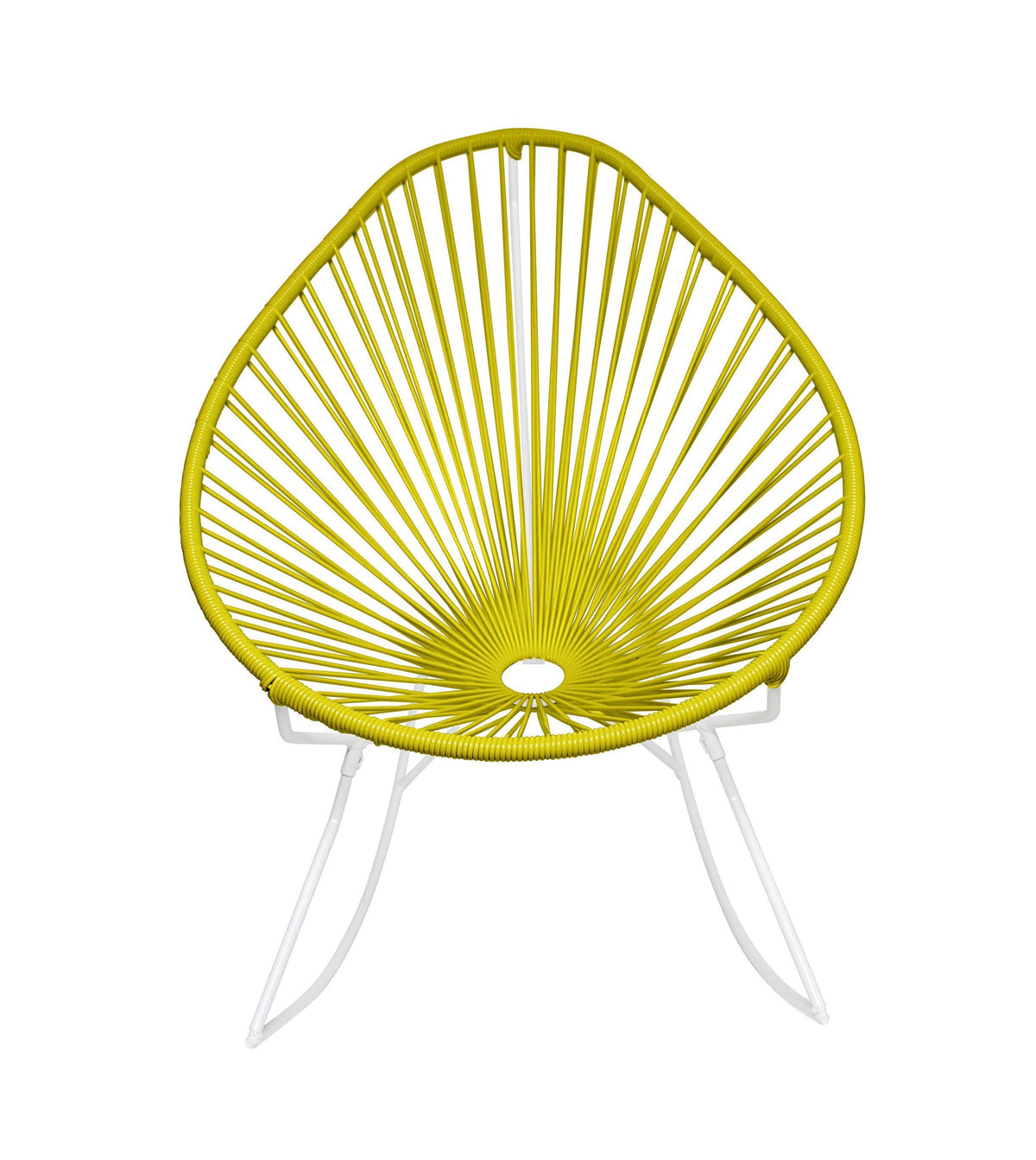 Yellow Weave on White Frame Rocker F455470