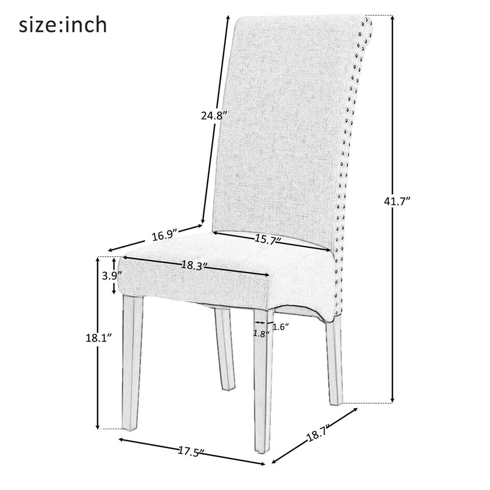 Fabric Padded Side Chair with Solid Wood Legs Set of 2 E846