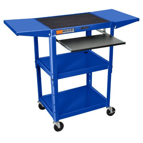 Adjustable Height Drop Leaf AV Cart Royal Blue E9303