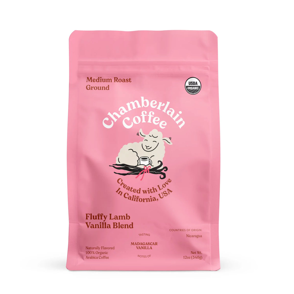 Fluffy Lamb Vanilla Medium Roast Grounds, 12 oz G179