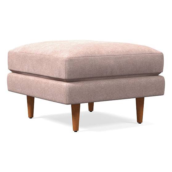 Mauve Distressed Velvet Ottoman E178452