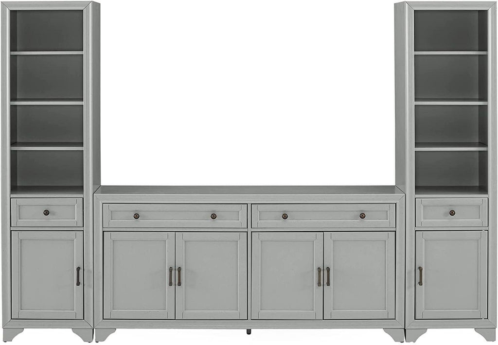 Distressed Gray 3 Piece Sideboard and Bookcase Set A5498