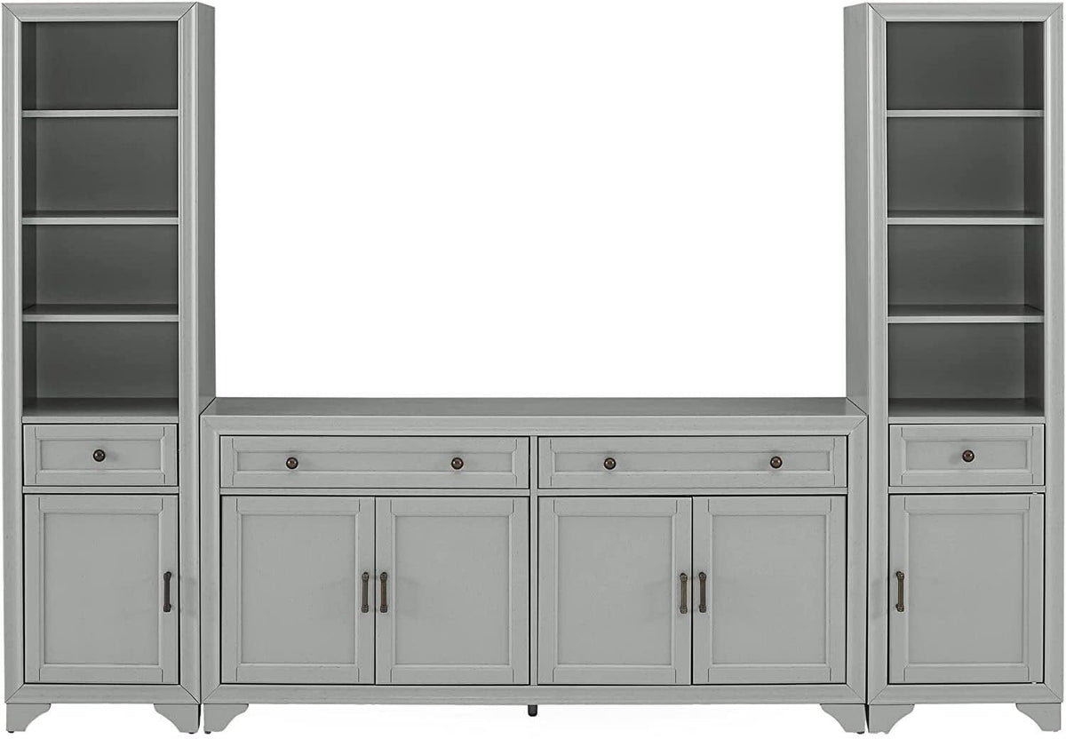 Distressed Gray 3 Piece Sideboard and Bookcase Set A5498