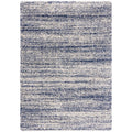 Ivory/Navy Striped Shag Area Rug Y1103