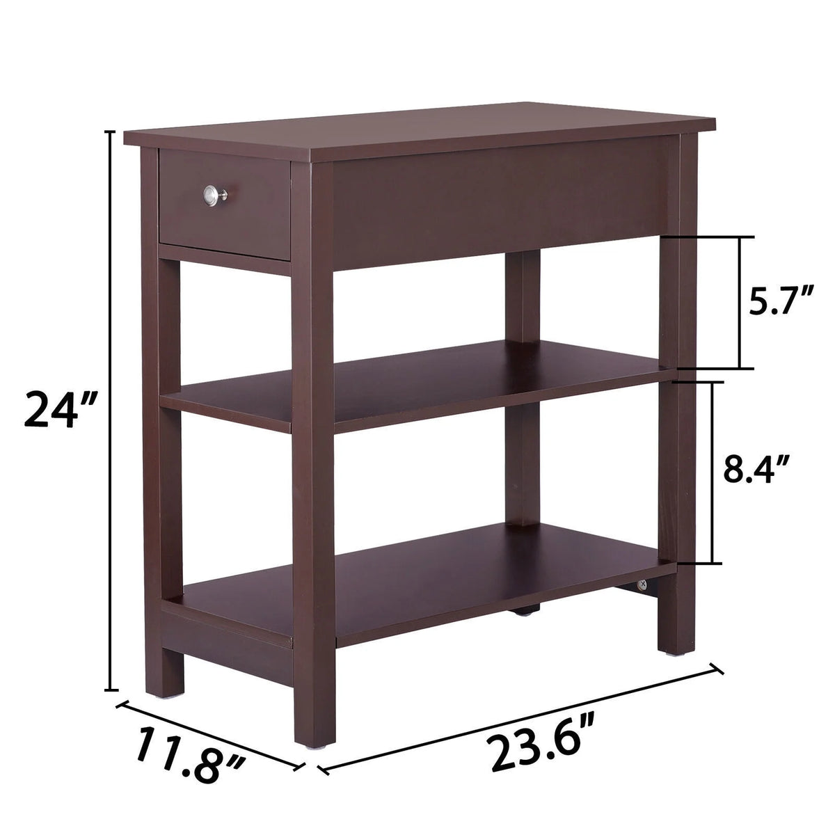 Brown Narrow End Side Table with Drawer U769519