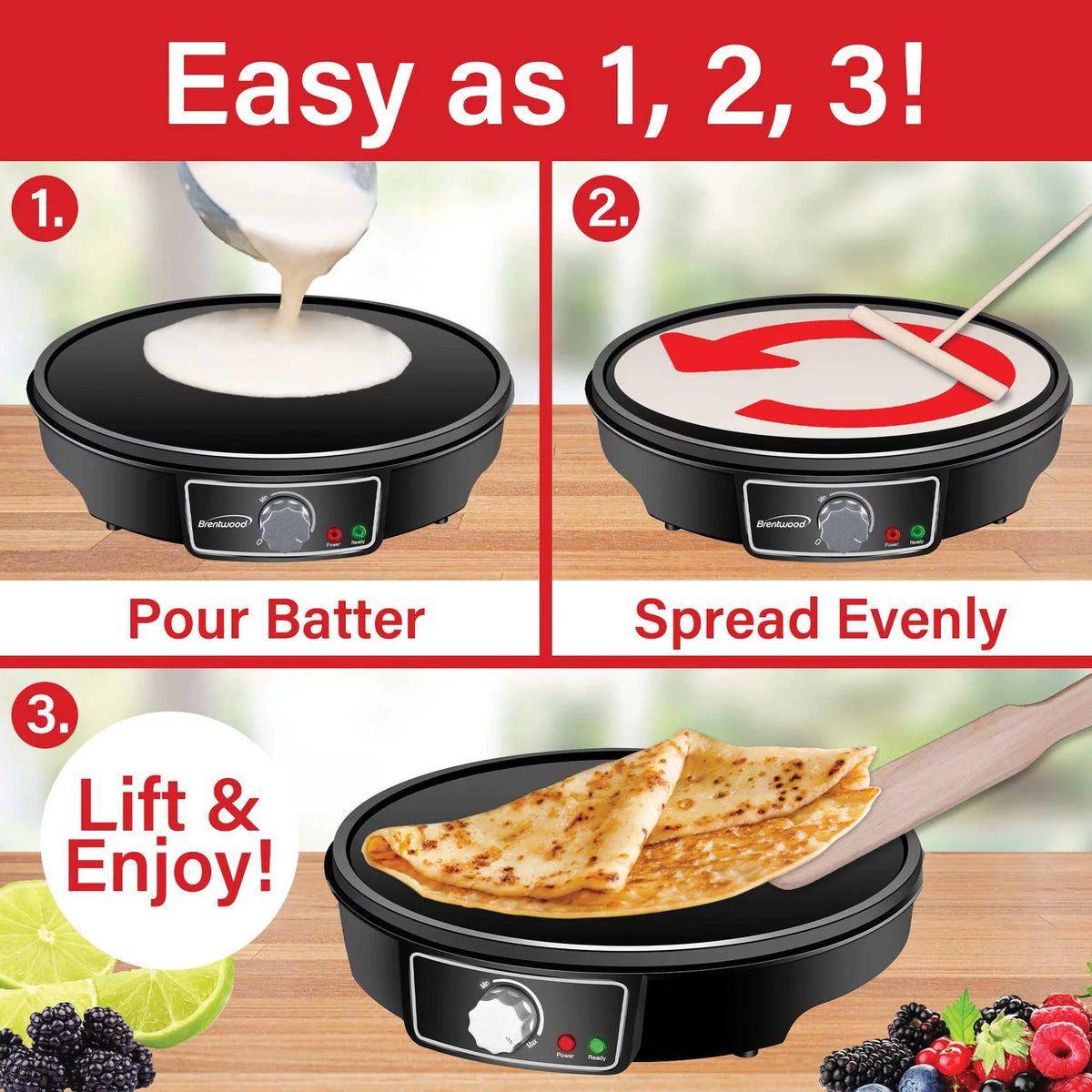 12-In. 1,000-Watt Electric NonStick Crepe Pancake Maker and Griddle H3830