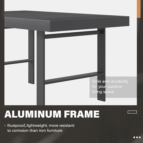 Aluminum Rectangle Metal Outdoor Coffee Table Black L84644