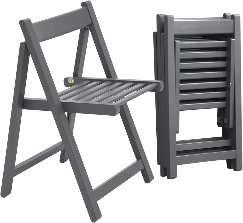 Folding Dining Chair 2 Pack Grey Wooden O572944
