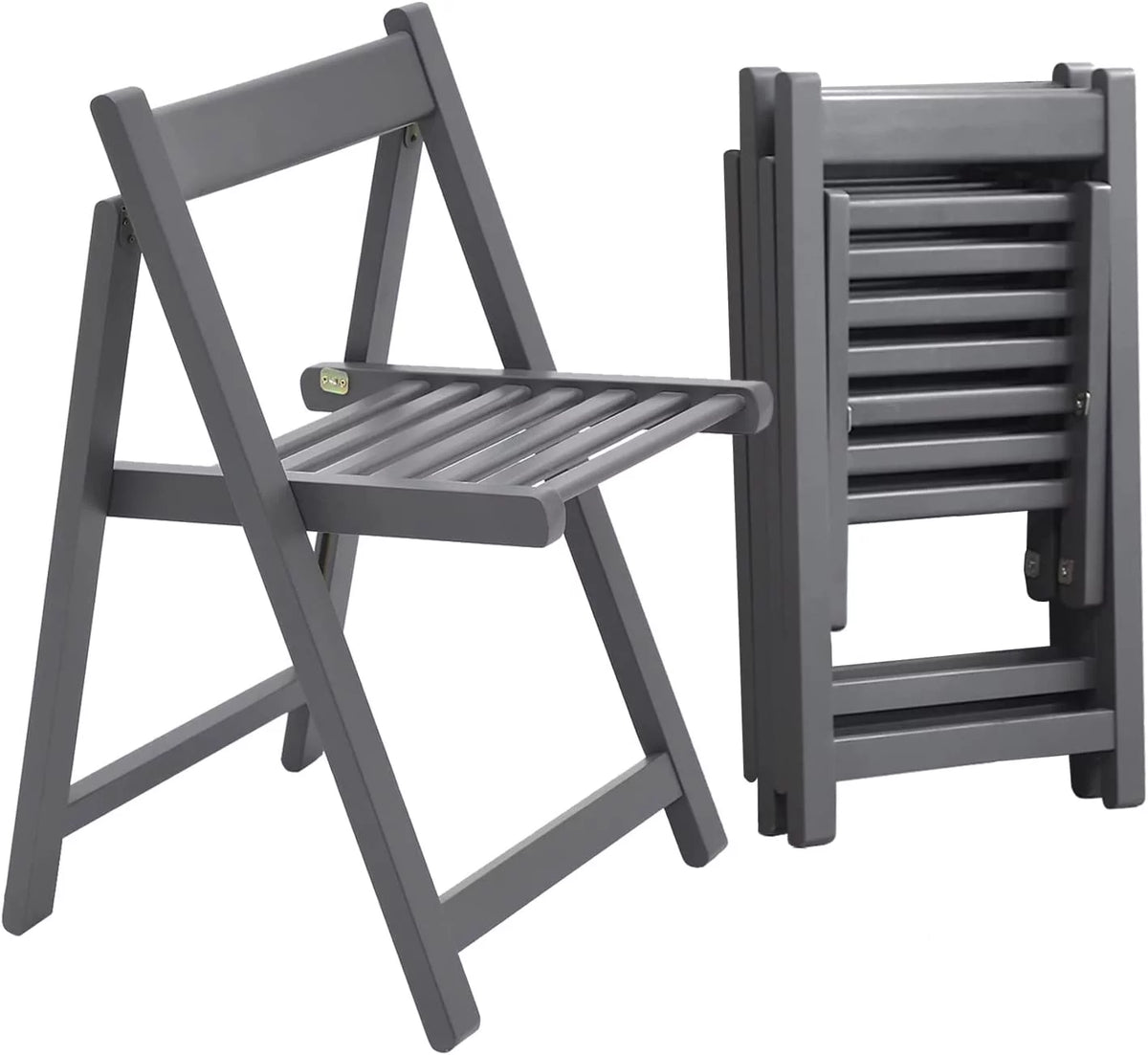 Folding Dining Chair 2 Pack Grey Wooden O572944