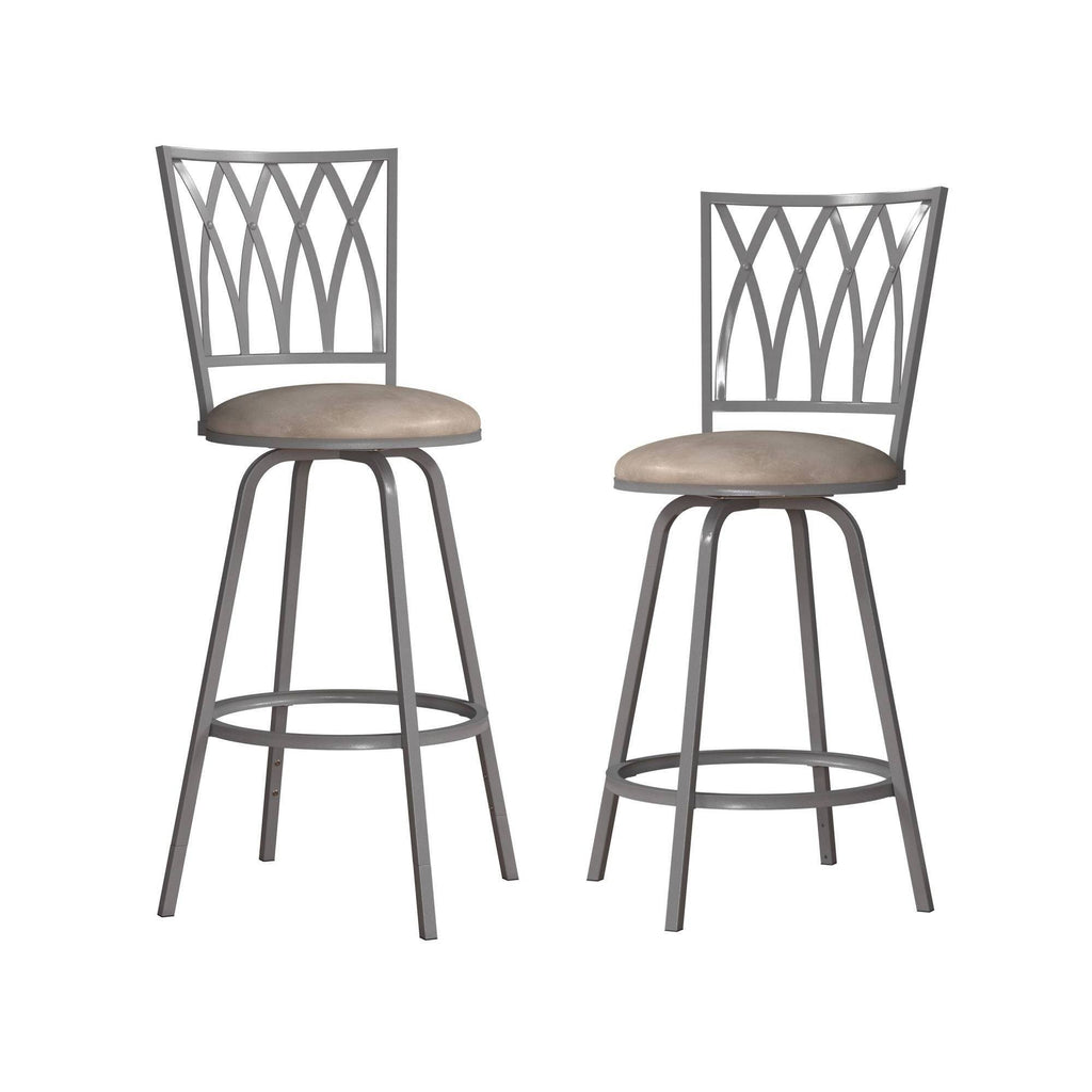 Silver Metal Swivel Adjustable Stool, Set of 2 P2342