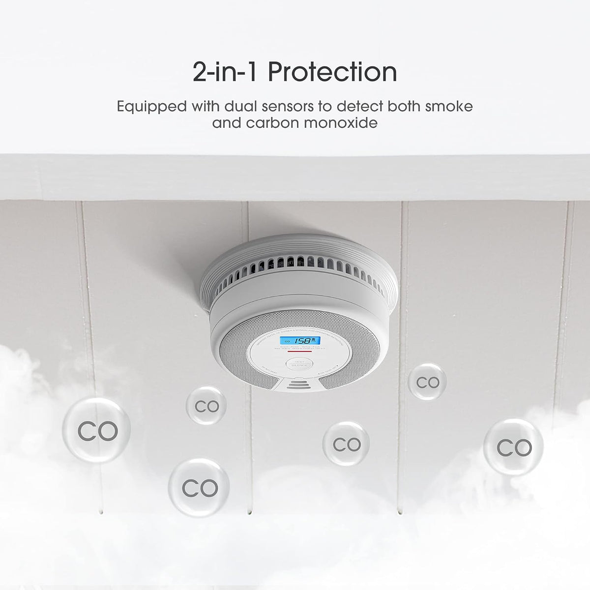 Wireless Interconnected Combination Smoke and Carbon Monoxide Detector with LCD Display, Pack of 3 J507603
