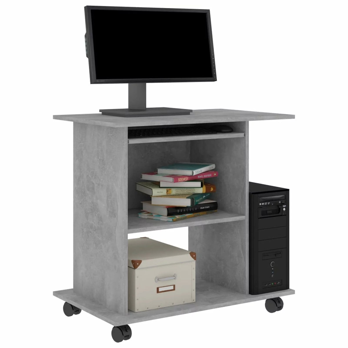 Wheeled Computer Desk with Keyboard Tray L6673