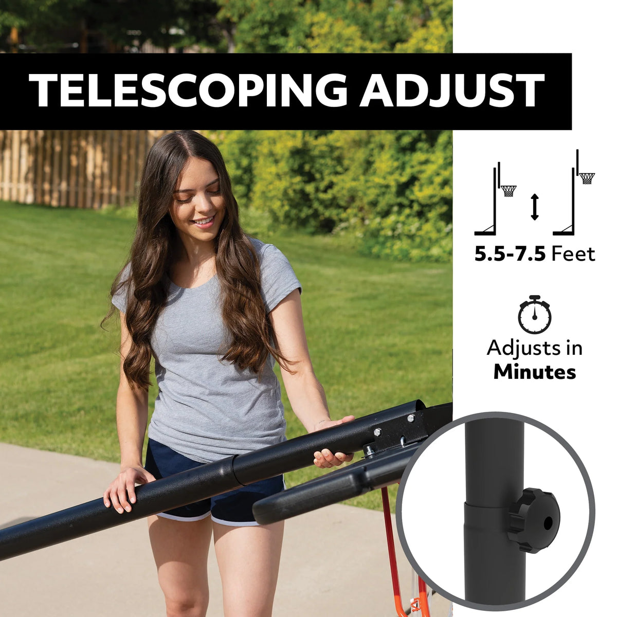 Adjustable Portable Basketball Hoop 44 inch HDPE Plastic U9589