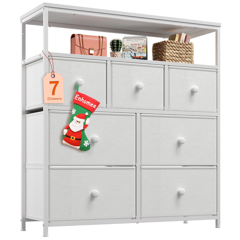 Pink 7 Drawer Fabric Dresser with Wood Shelves U30072