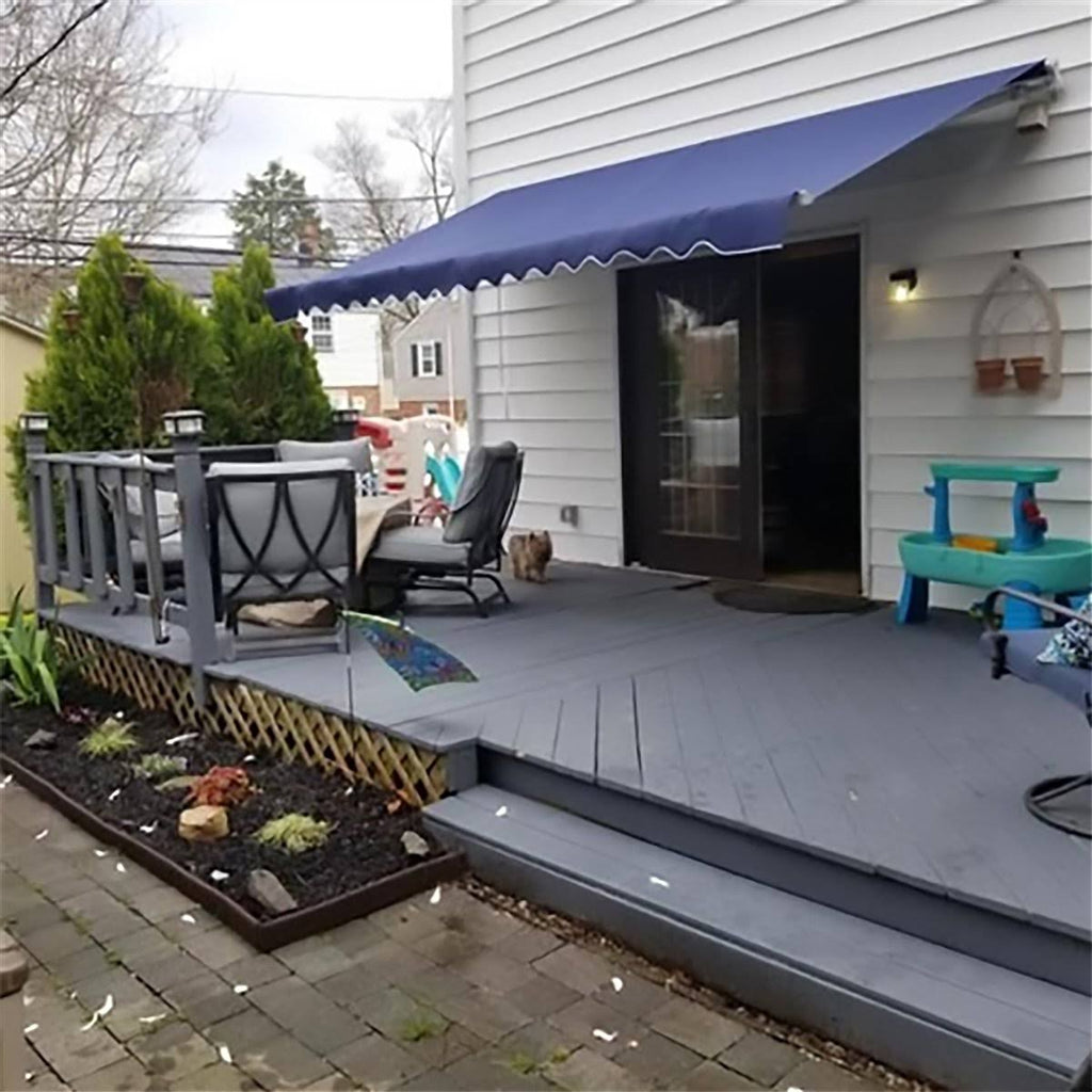 Retractable Motorized Patio Awning Blue 13 x 10 Feet Y17334
