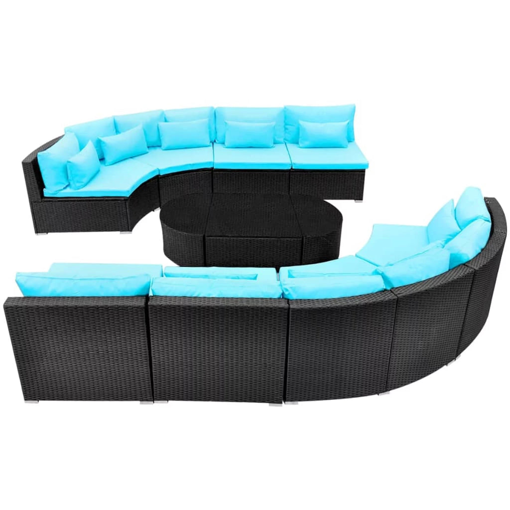13 Piece Poly Rattan Outdoor Sofa Set with Chaise Loungers and Coffee Table Z84569