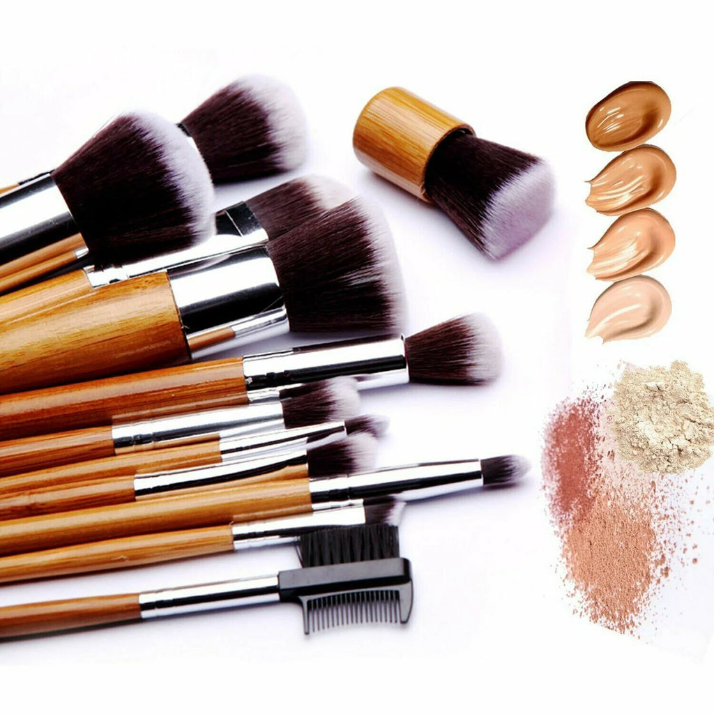 12-Piece Bamboo Handle Makeup Brush Set W31586