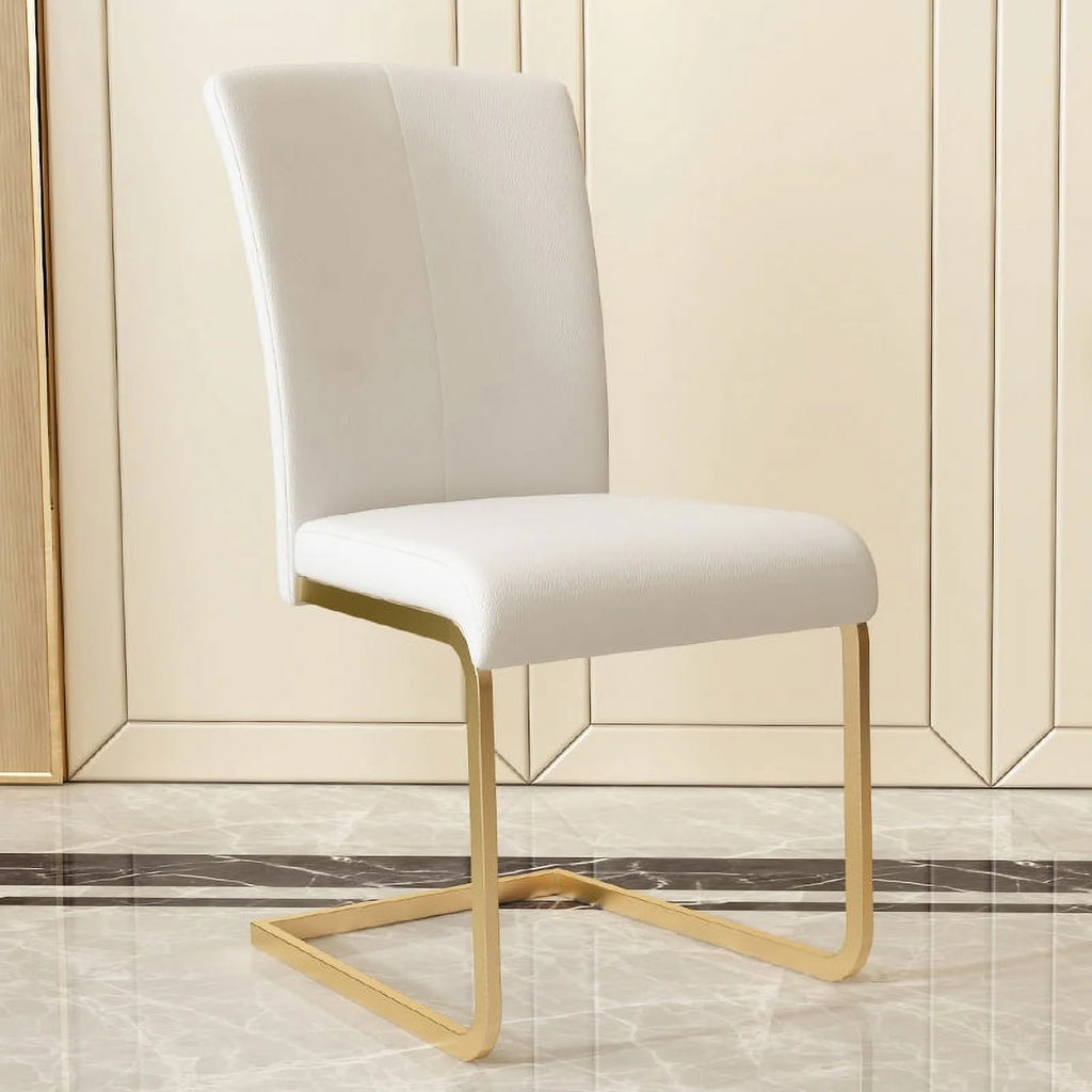 White PU Leather Dining Chairs Set of 2 S79981