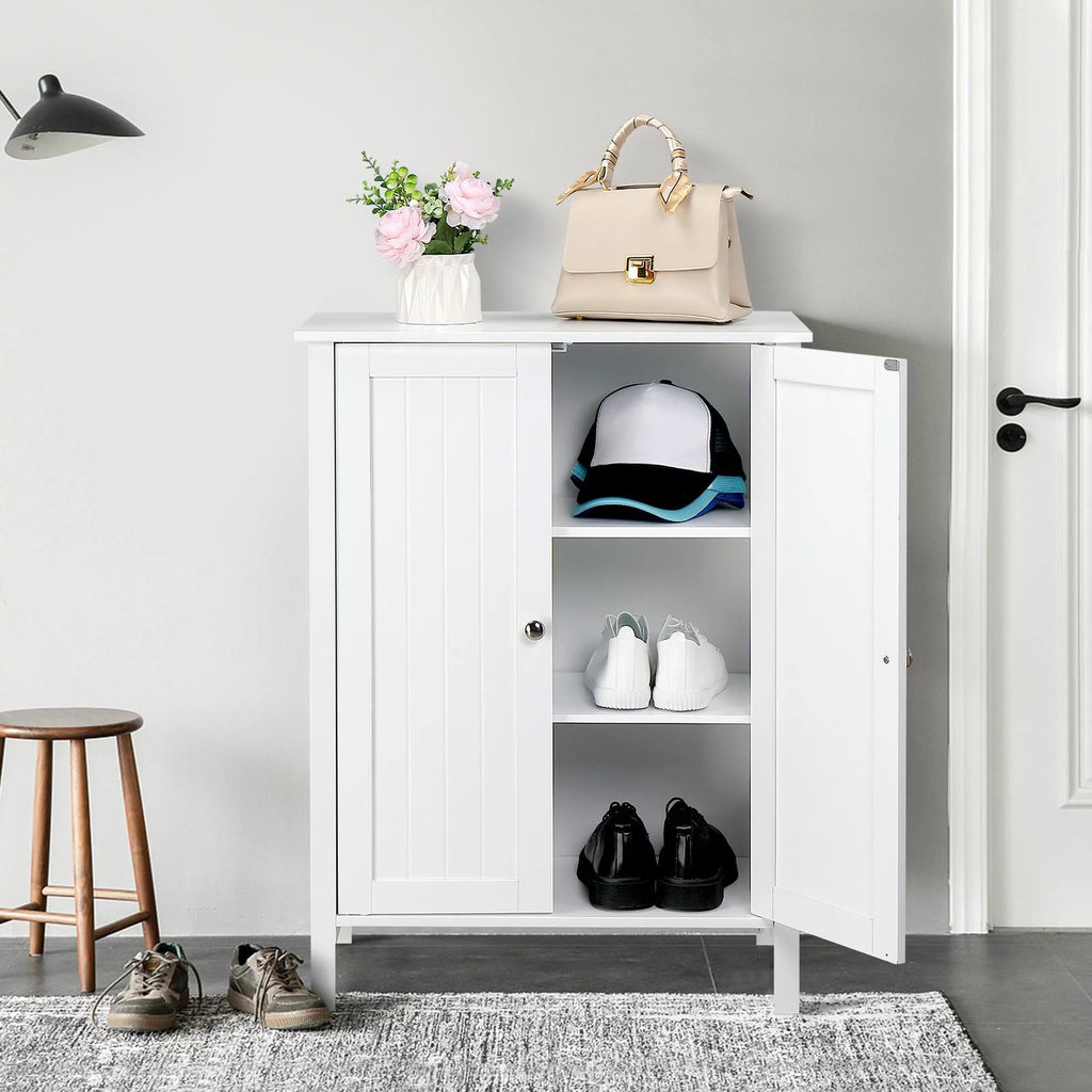 White Free Standing Wooden Shoe Storage Cabinet M6339