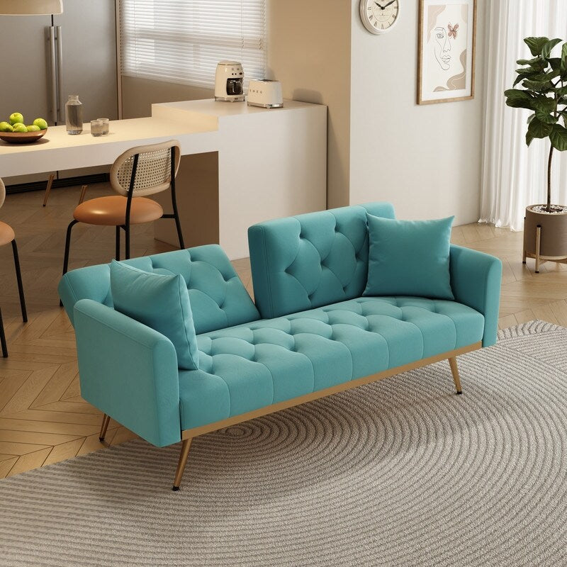 Cyan Velvet Double Sofa Bed X889