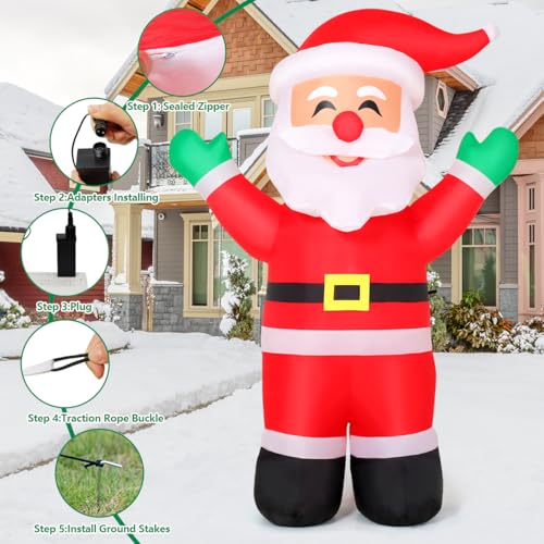 5.2 FT Christmas Inflatables Santa Claus with Built-in LEDs C969