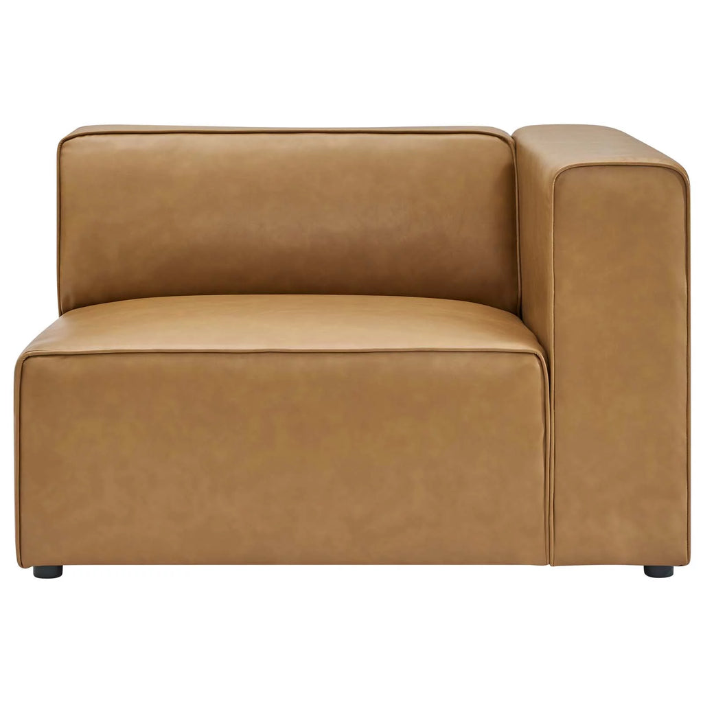 Tan Faux Vegan Leather Sectional Sofa Set O256