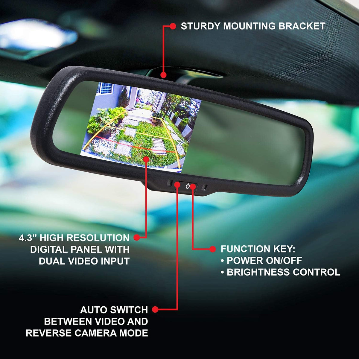 Rearview Car Mirror with 4.3 Inch Monitor and Backup Camera Z24207
