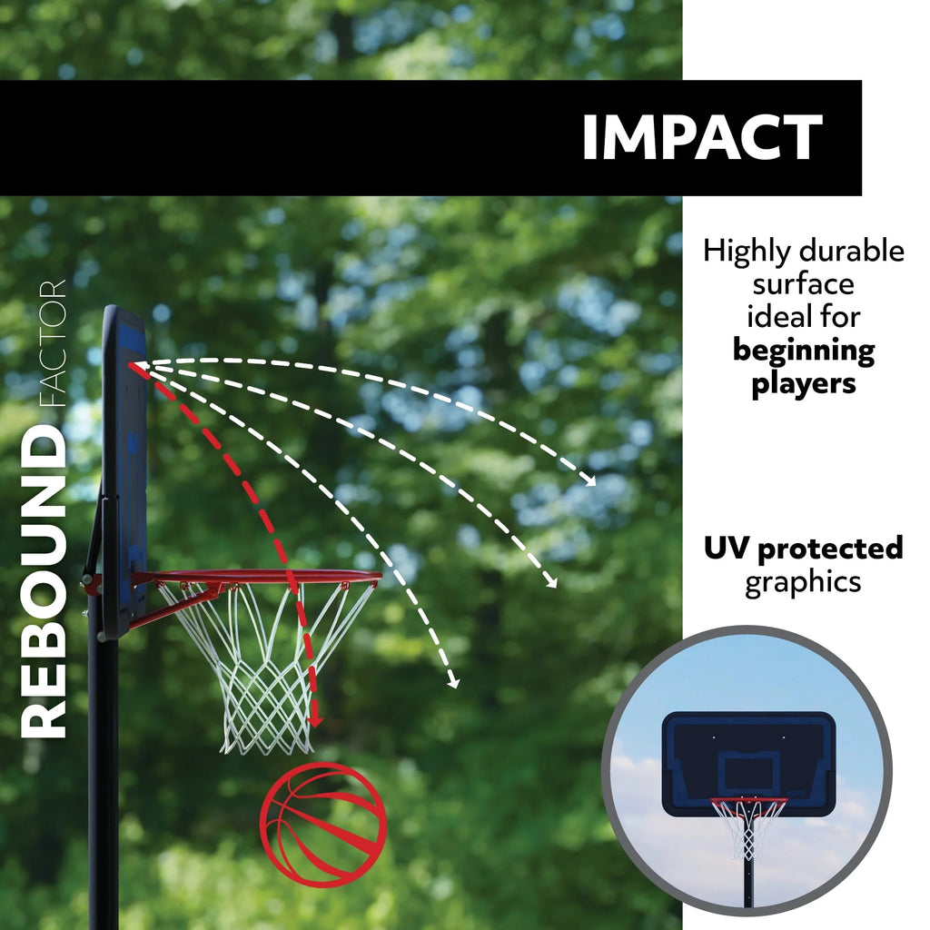 Adjustable Portable Basketball Hoop 44 inch HDPE Plastic U9589