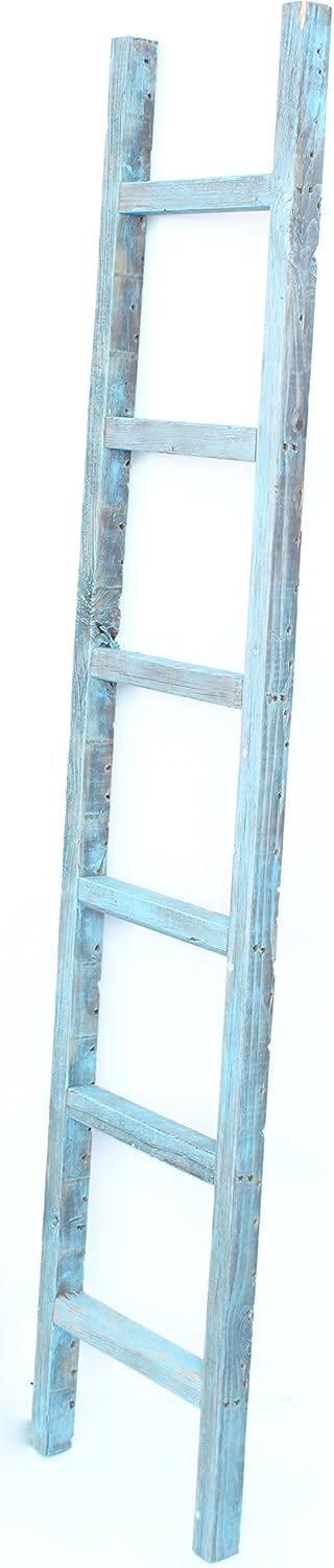 Rustic Farmhouse Decorative 6 ft Ladder Recycled Reclaimed Wood B99208