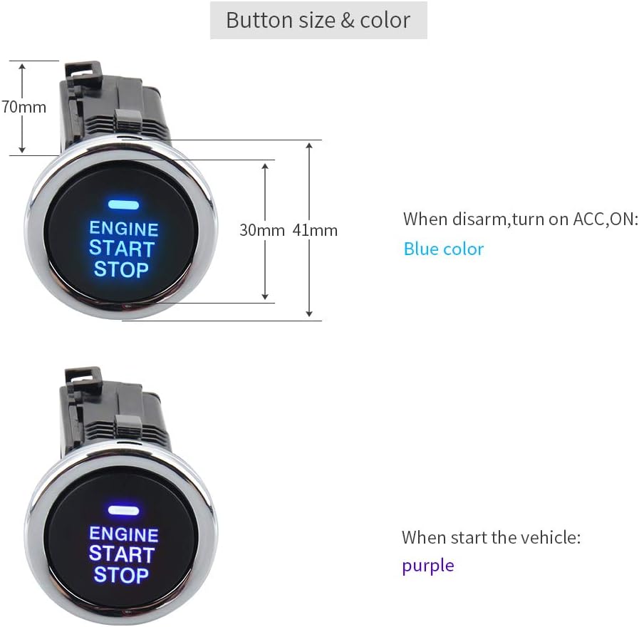 Rolling Code Car Alarm System with Passive Keyless Entry Push Start Stop Button P32339