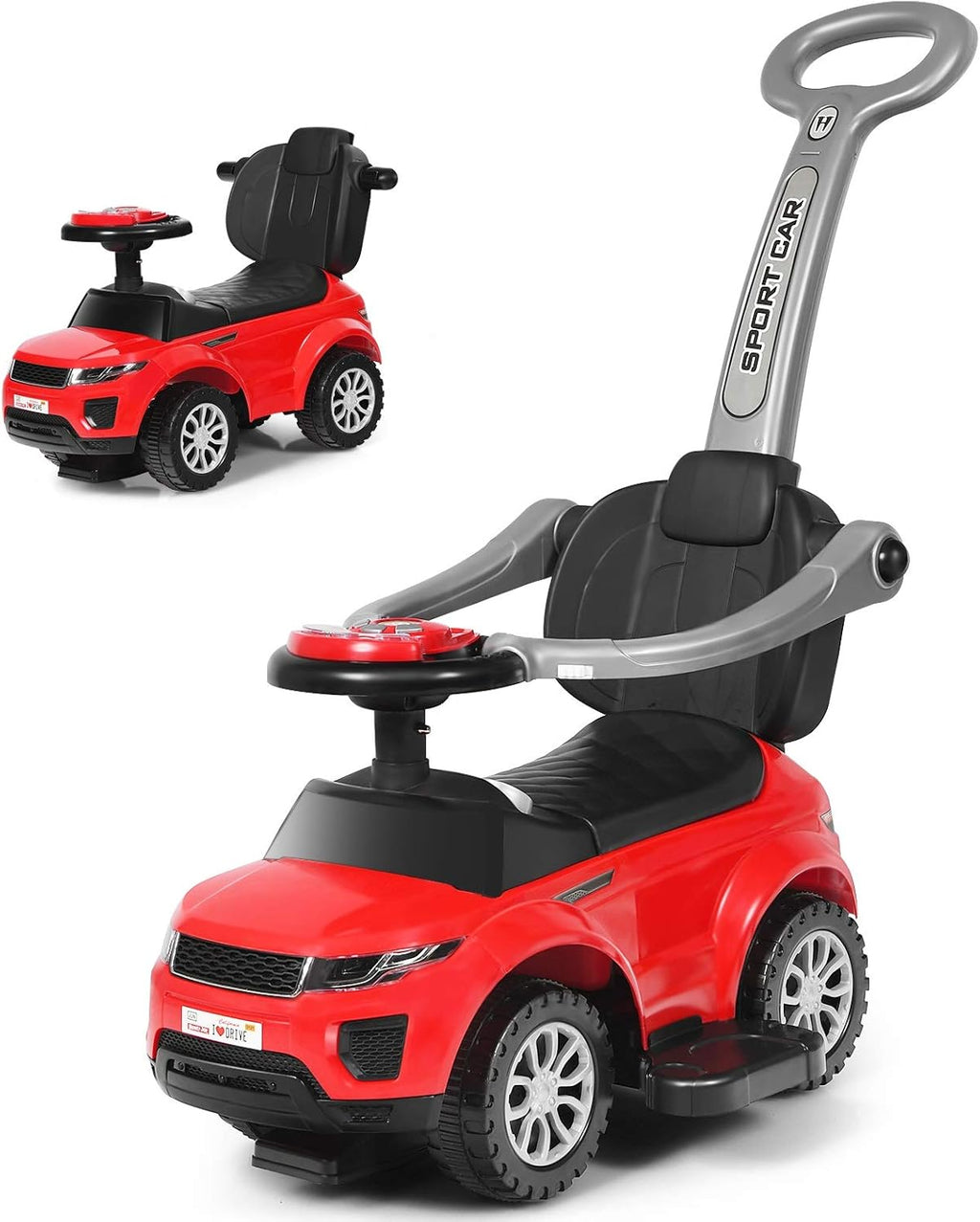 3 in 1 Ride on Push Car with Horn Music Light Pink Y58015