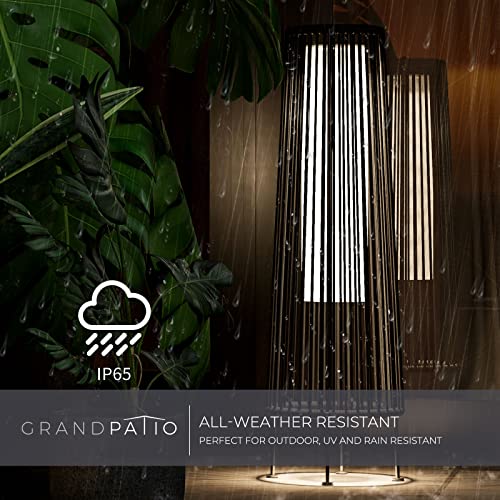 Light Brown Wicker Solar Patio Lamp 2-Pack K308