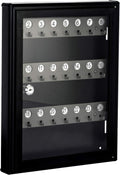 Glass Key Cabinet Wall Mount Lock Box Holds 24 Keys Gold C5777