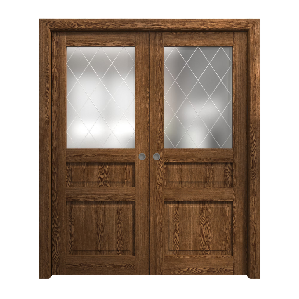 Solid Wood Sliding French Double Pocket Doors 36 x 80 inches U9963