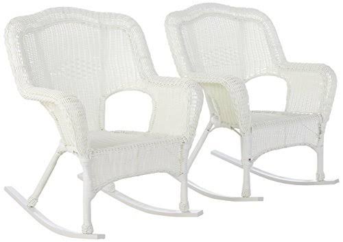 White Resin Wicker Rocker T713
