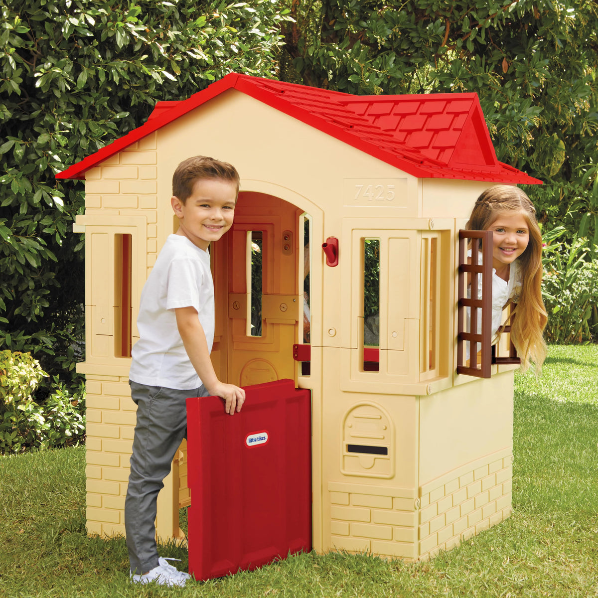 Tan Playhouse with Working Door, Windows, and Shutters R16247