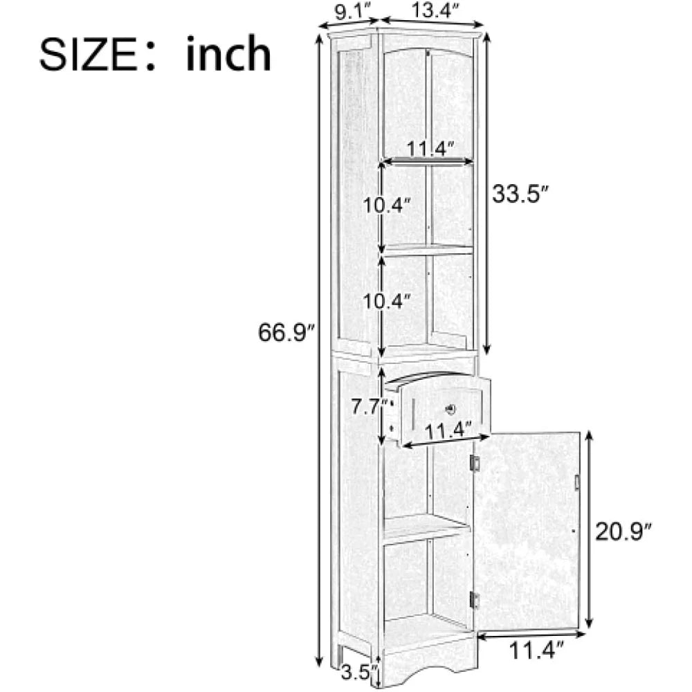 Grey Storage Cabinet with Adjustable Shelves and Drawers U180