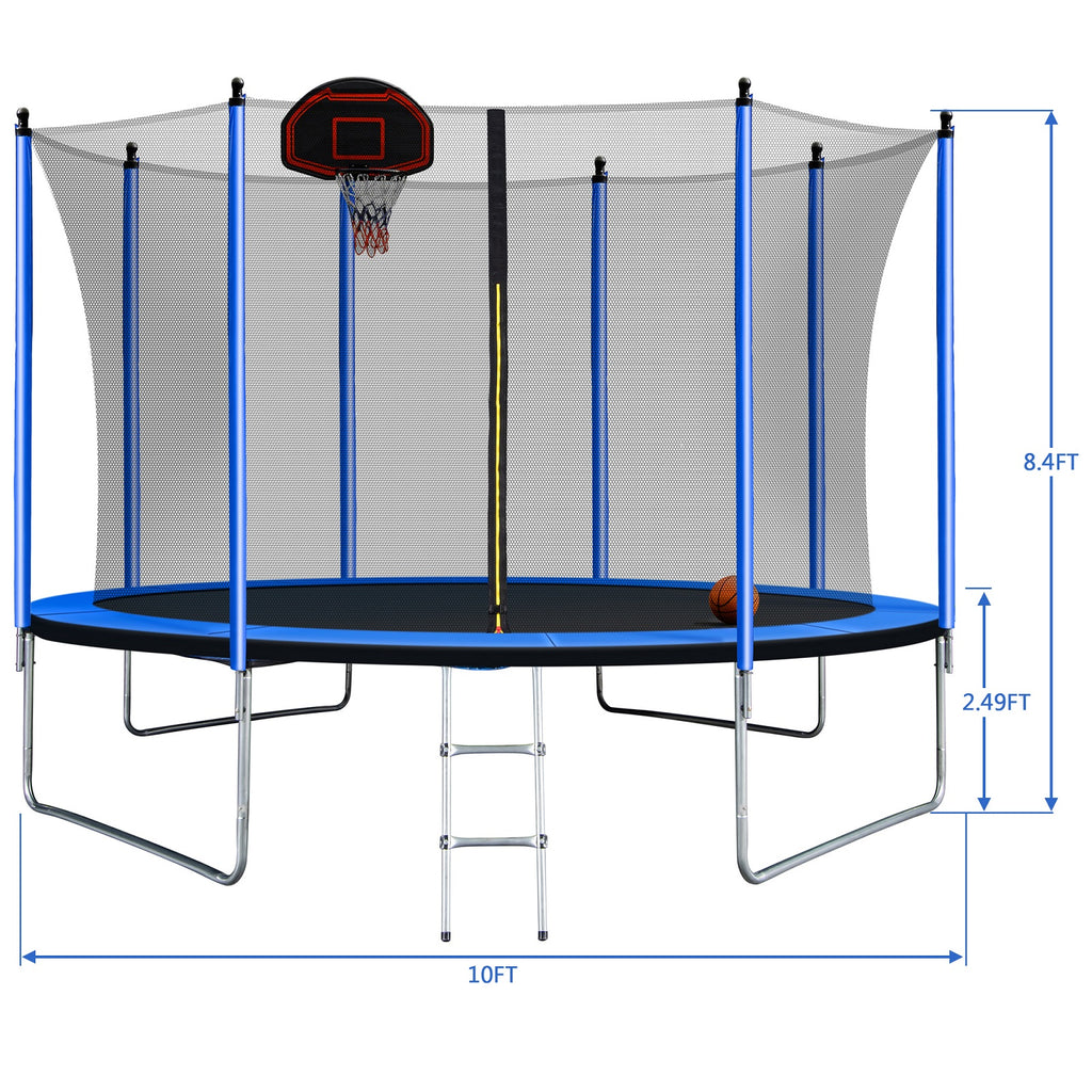 10ft Trampoline with Basketball Hoop and Ladder W10647