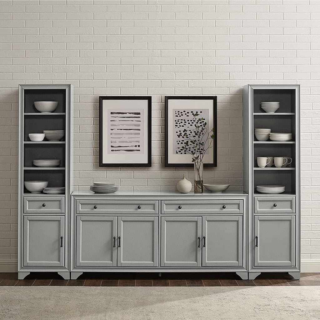 Distressed Gray 3 Piece Sideboard and Bookcase Set A5498