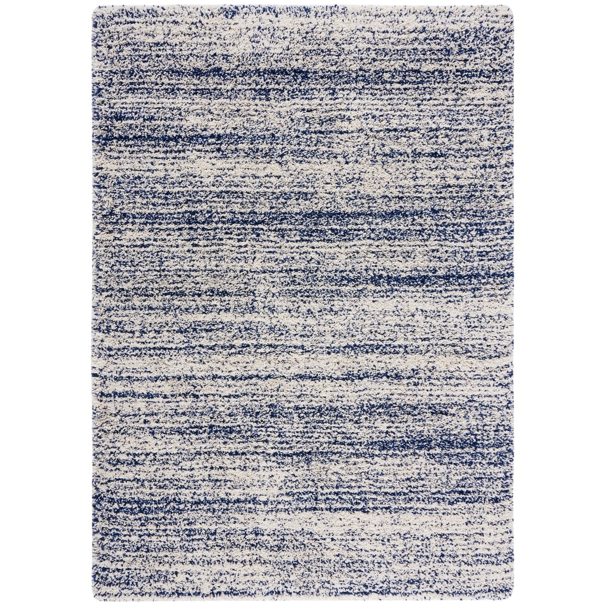 Ivory/Navy Striped Shag Area Rug Y1103