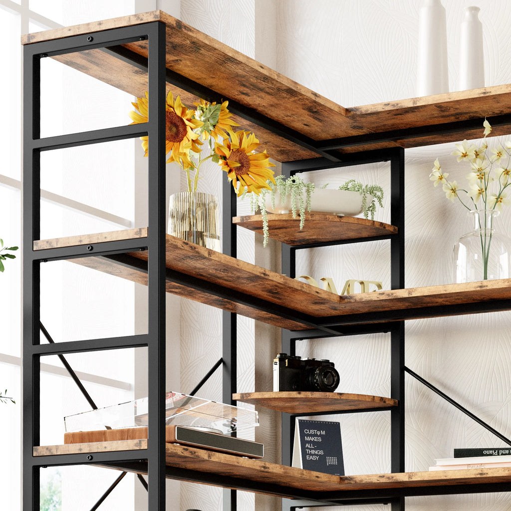 5-Tier Corner Bookcase with Metal Frame Y123