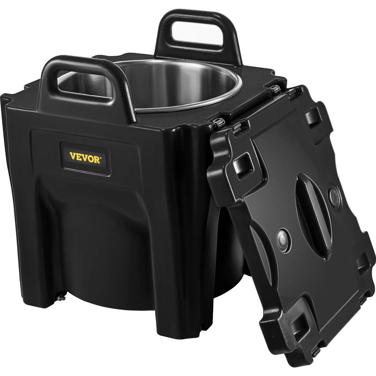 Black 32Qt Insulated Stackable Food Carrier with Stainless Steel Barrel L928